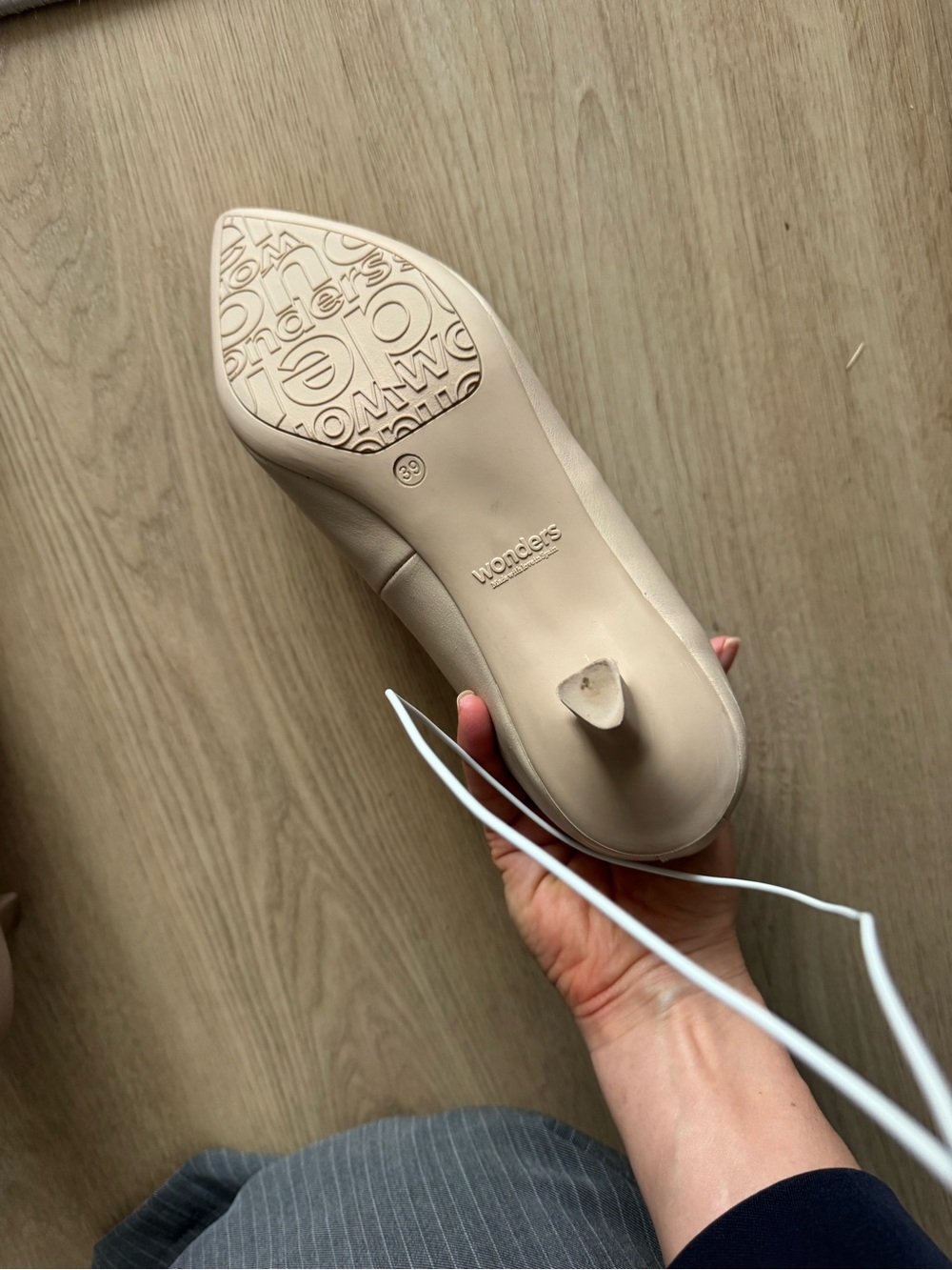 Women's Beige Pointed-Toe Low Kitten Heels - Picture 5 of 8